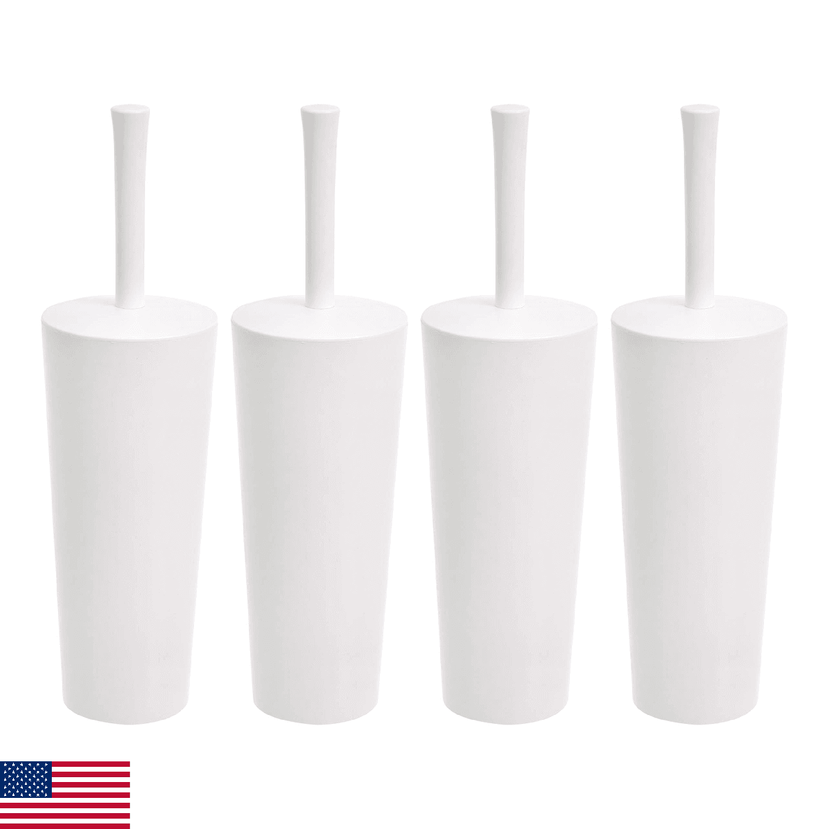 Amazon Basics Toilet Brush and Holder Set, Heavy-Duty Bristle Scrub Brushes with - Image 1