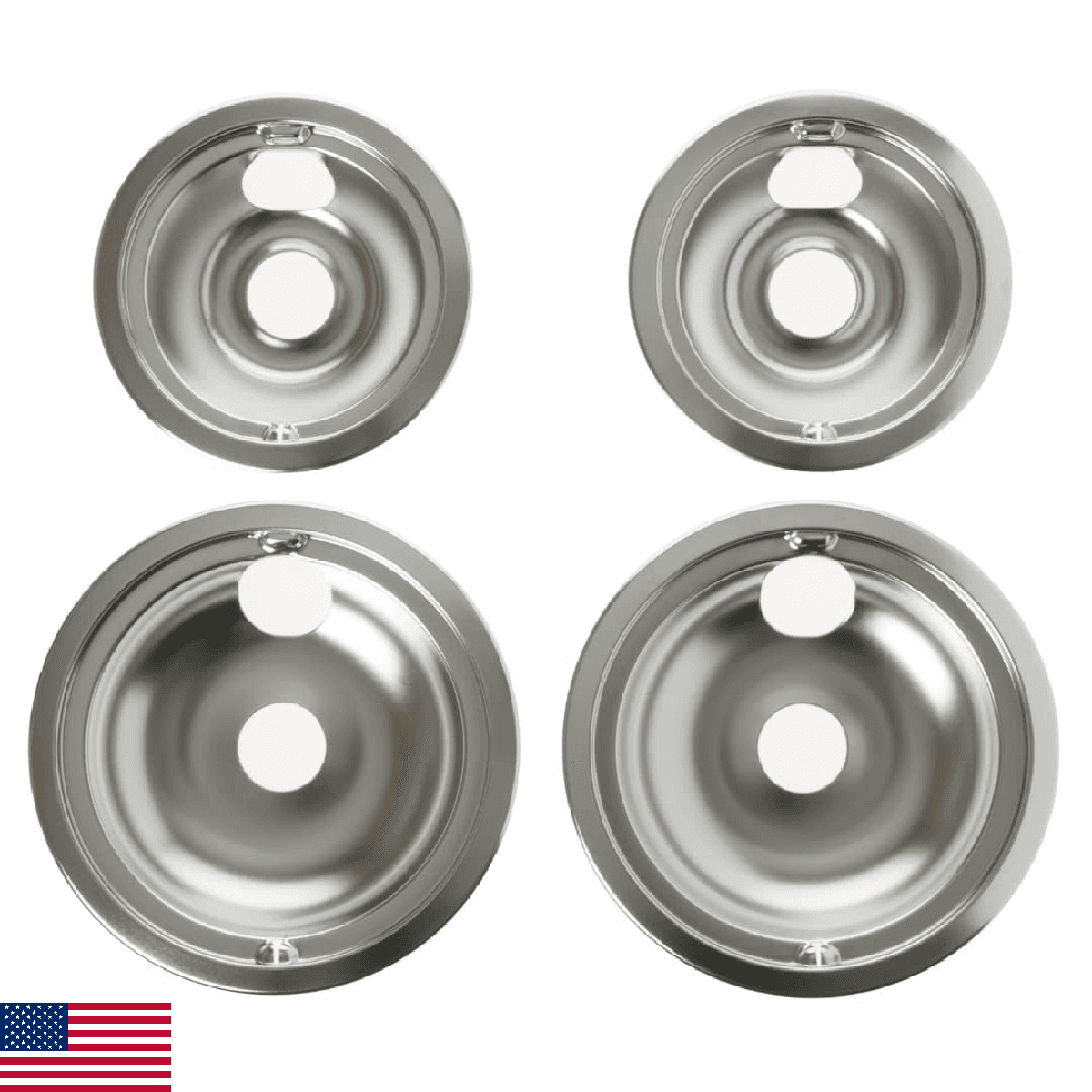 GE Appliances Range/Stove/Oven Drip Pan Set, 4-pack, GE Appliances Manufactured - Image 1