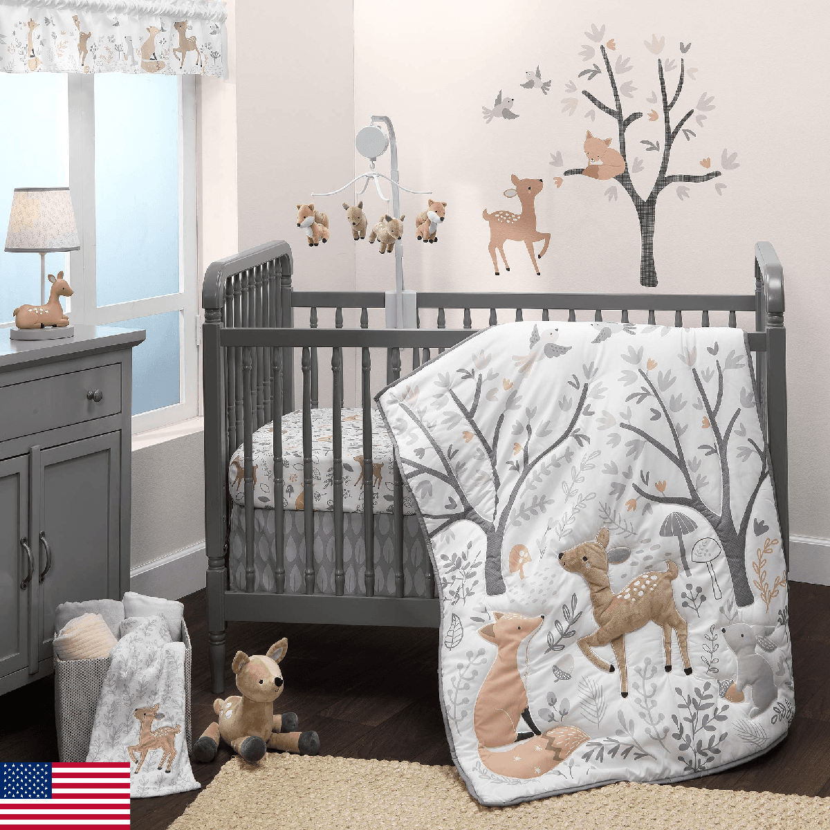 Bedtime Originals 3 Piece Crib Bedding Set, Deer Park, Multicolor - Image 1