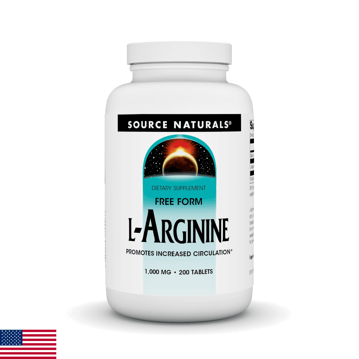 Source Naturals L-Arginine Free Form 1000mg 200 Tablets - Image 1