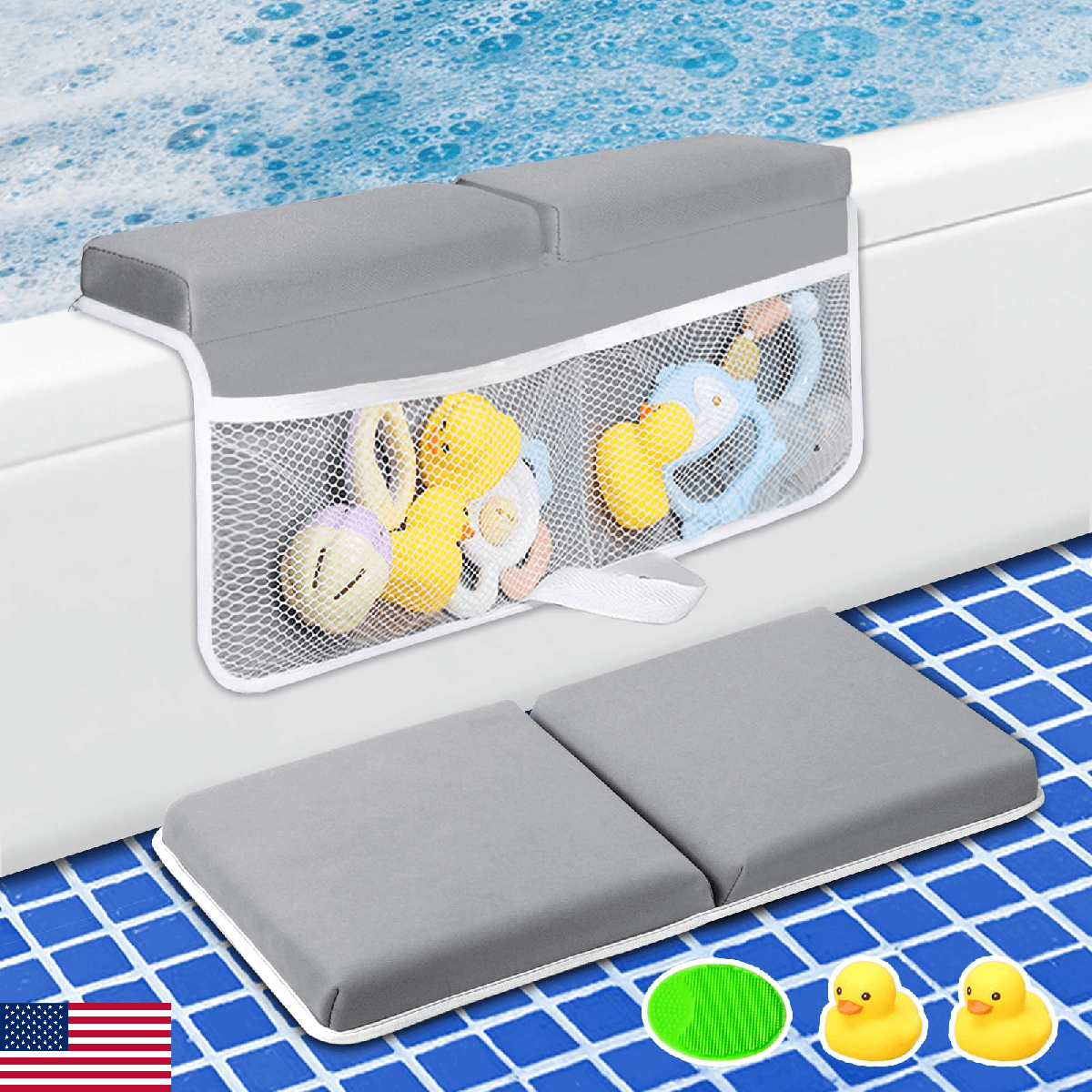 Bath Kneeler and Elbow Rest Pad Set, Quick Dry Baby Bath Kneeling Pad Thick Soft - Image 1