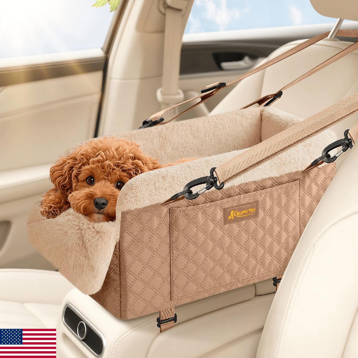 QUMY Dog Car Seats for Small Dogs Up to 11lbs, Portable Center Console Dog Boost - Image 1