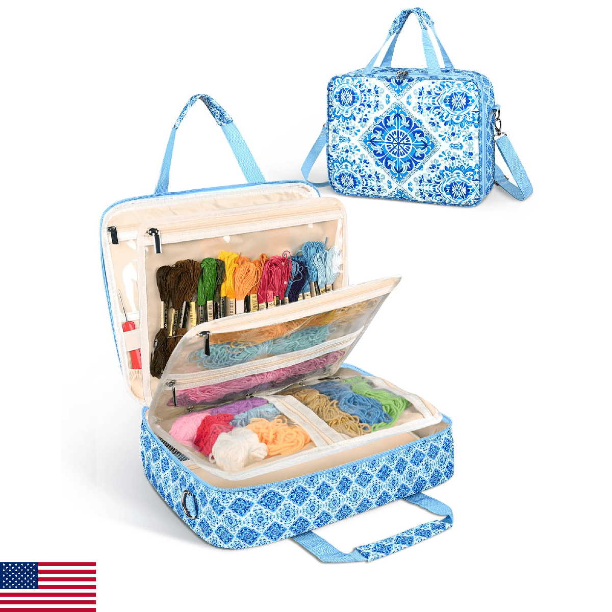 Telawsfun Sewing Supply Storage Bag with Removable Binder, Large Capacity Sewing - Image 1