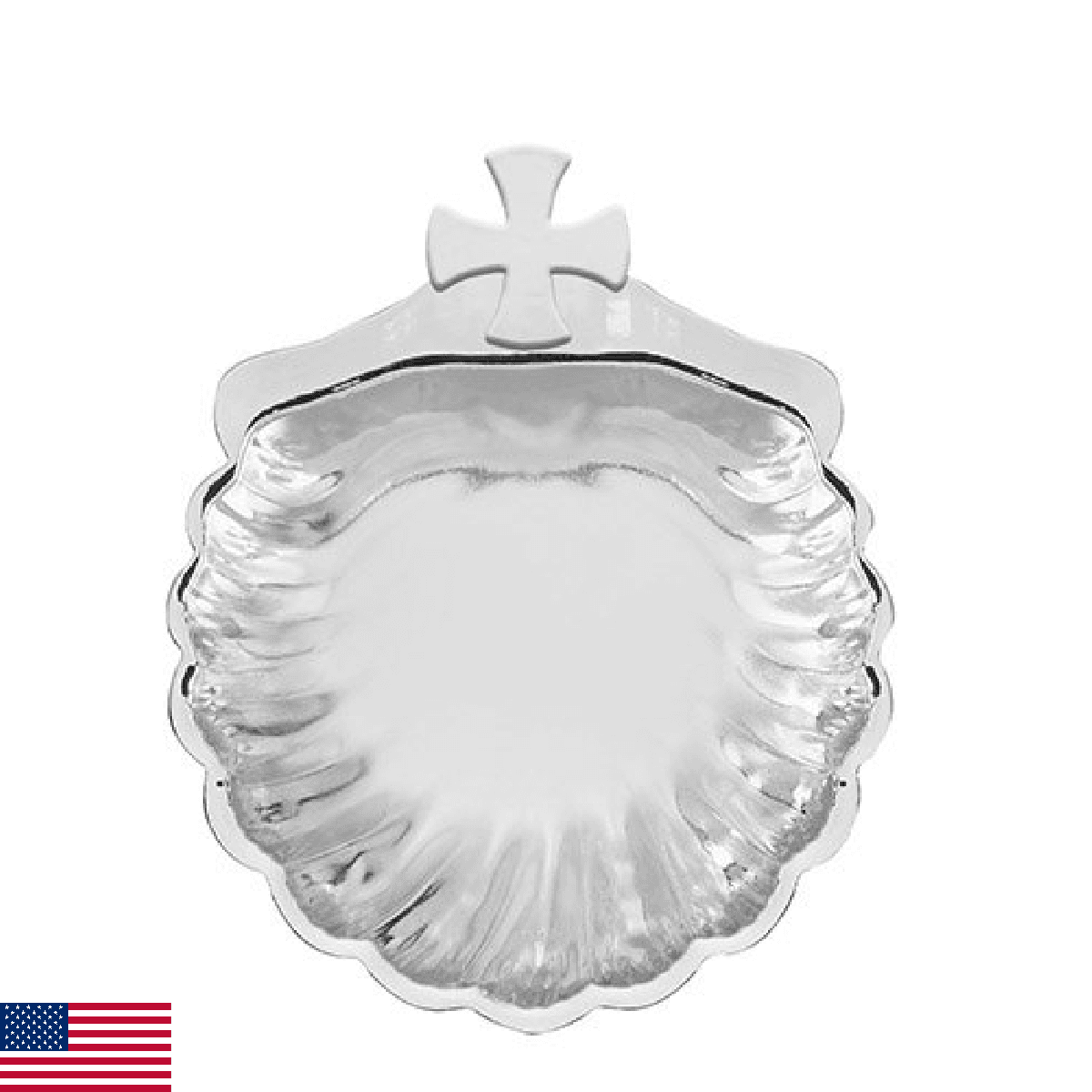 Baptism Gift Engravable Rhodium Plated Gift-Boxed Silver Shell, 5" x 3.75" - Image 1