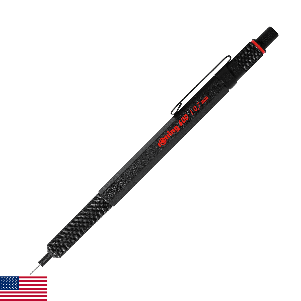 rOtring 600 Full-Metal Body 0.7mm Mechanical Pencil, Black, for Precise Ruler-Ba - Image 1