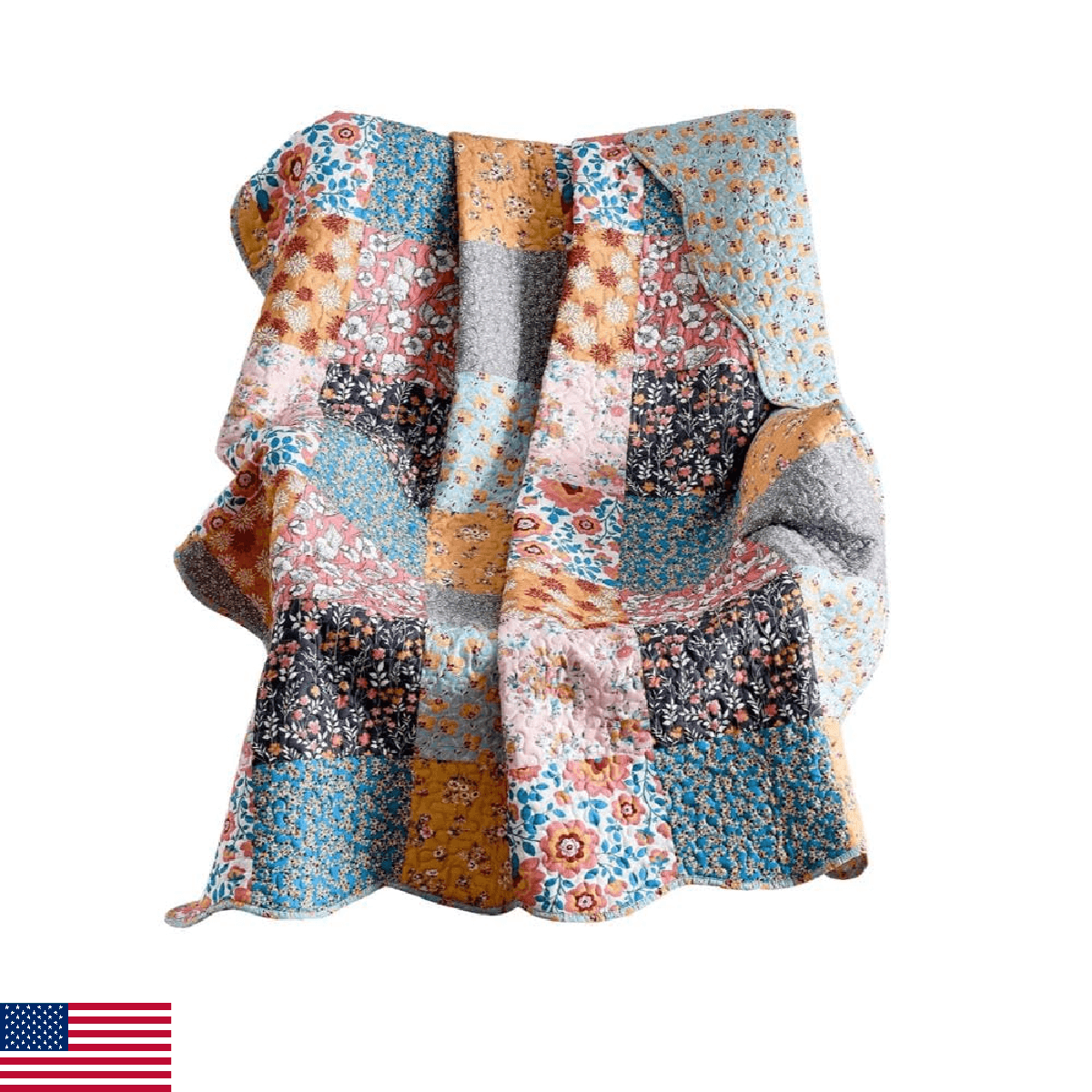 Greenland Home Carlie Modern Floral Quilt, Tapestry & Throw Blanket, 50 x 60 inc - Image 1