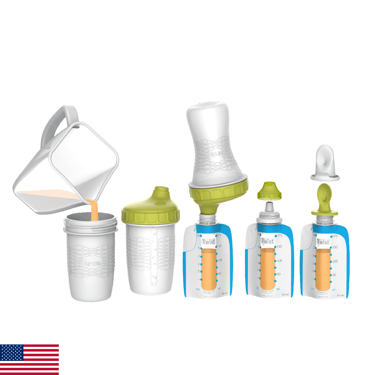 Kiinde Foodii Baby Food Storage Starter Kit, Squeeze Pouch and Reusable Spouts S - Image 1