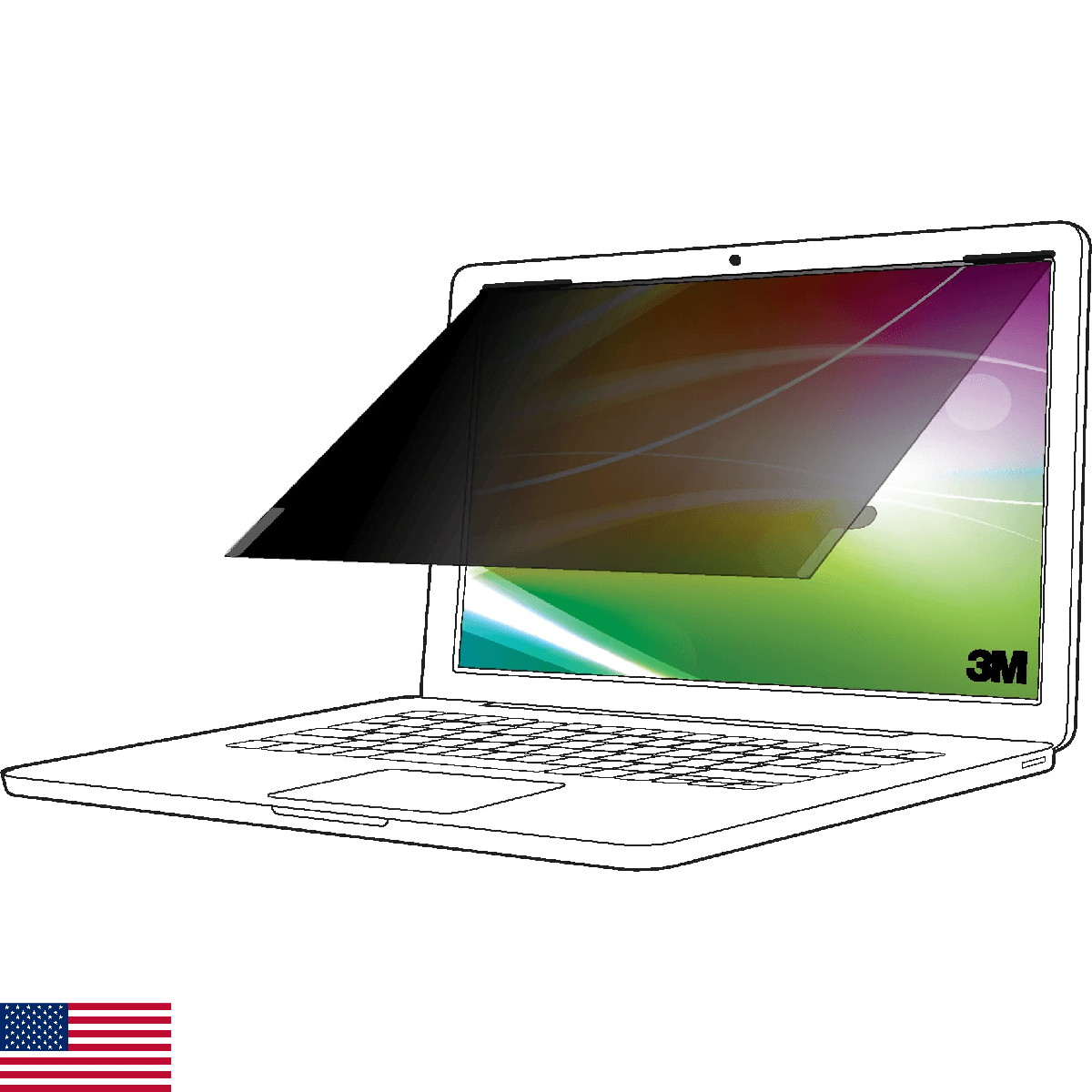 3M Bright Screen Privacy Filter for 14in Laptop, 16:10, BP140W1B, Plastic - Image 1