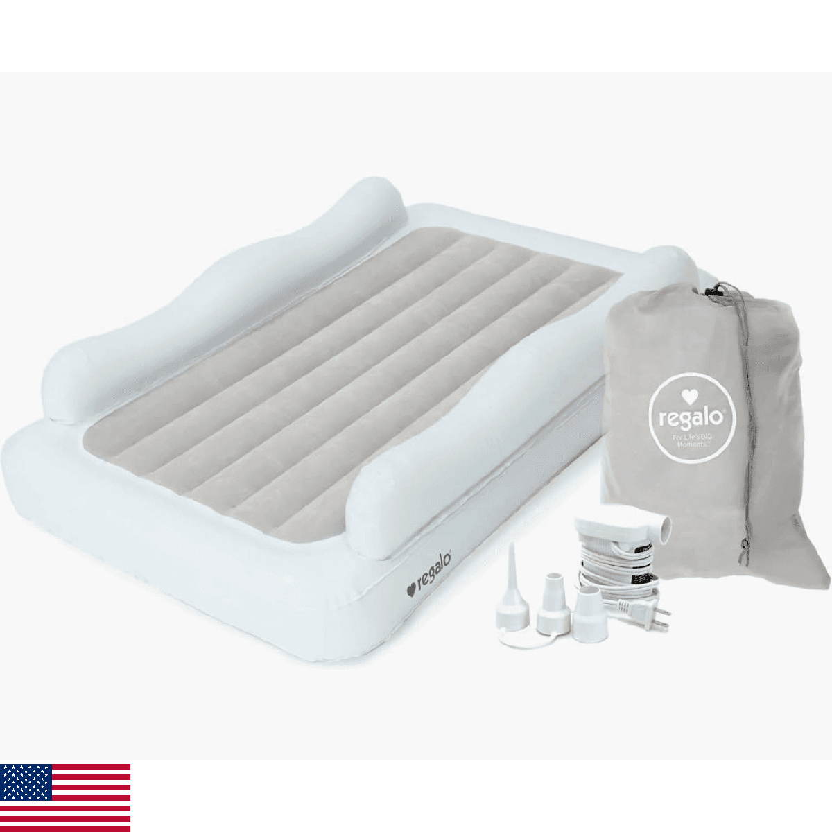 Regalo Inflatable Toddler Travel Bed with 2-Sided Safety Rail Bumpers, Portable - Image 1