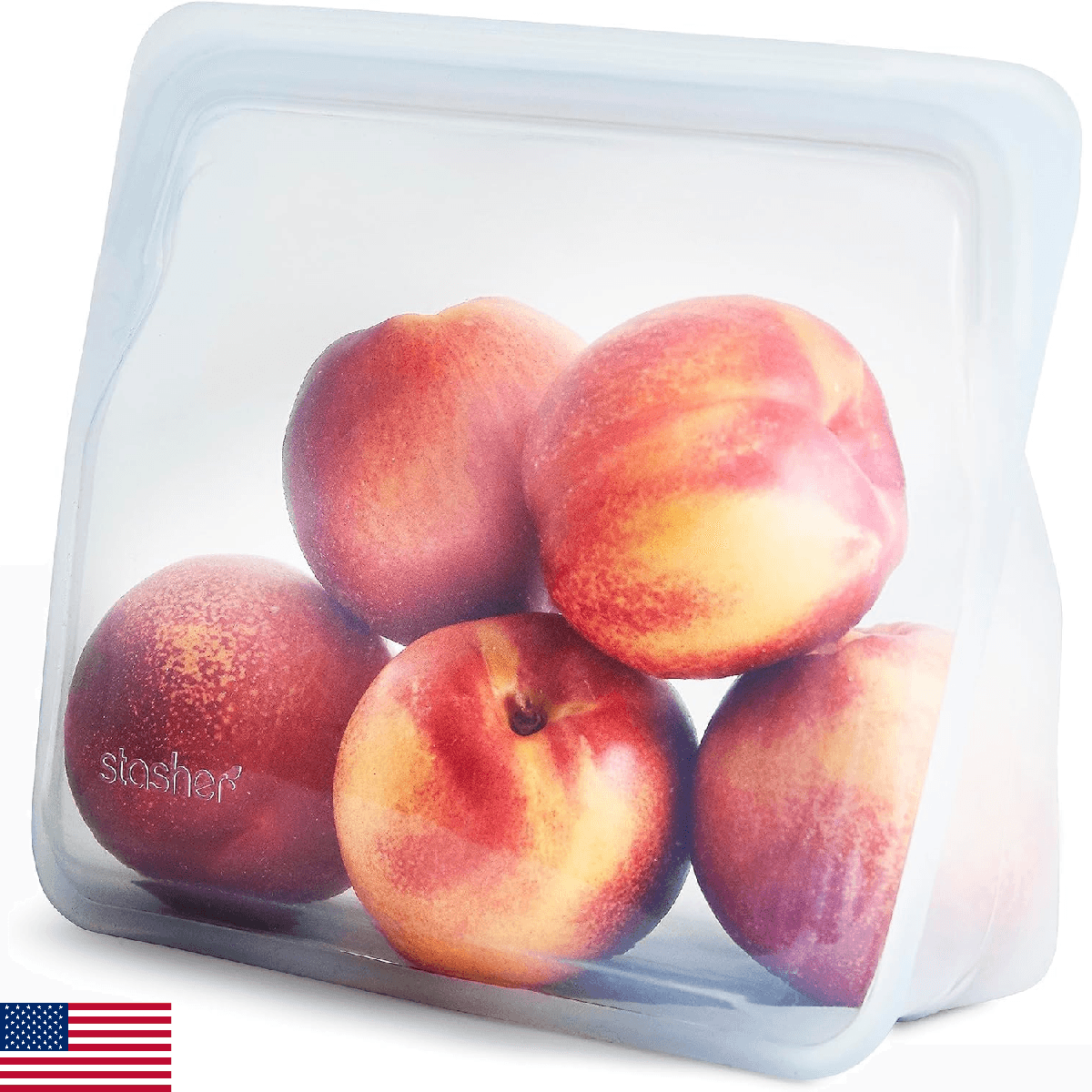 Stasher Silicone Reusable Storage Bag, Stand-Up Mid Bag, Reusable Freezer Bag, M - Image 1