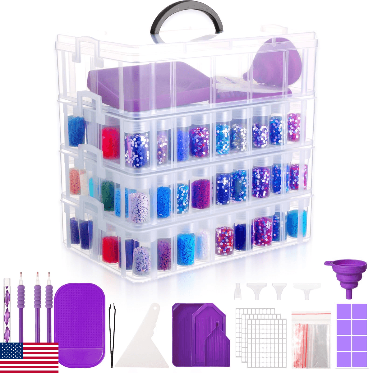 Willinglong 4 Tier Diamond Storage Containers with 156 Grids Diamond Art Storage - Image 1