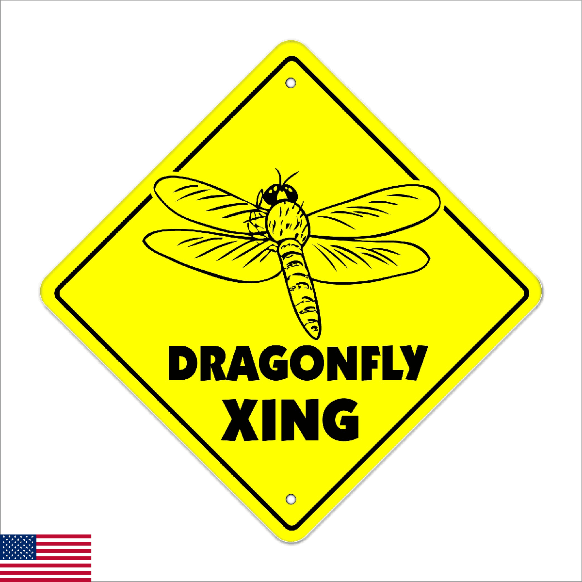 Dragonfly Crossing Sign Zone Xing | Indoor/Outdoor | 14" Tall Wings Insect entem - Image 1