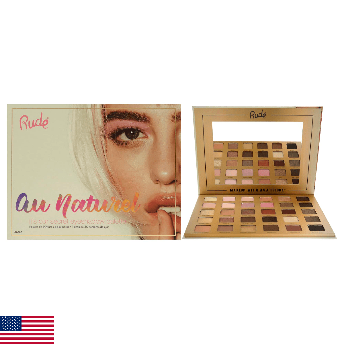 Rude Cosmetics Au Naturel 30 Eyeshadow Palette Eye Shadow Women 1.05 oz - Image 1