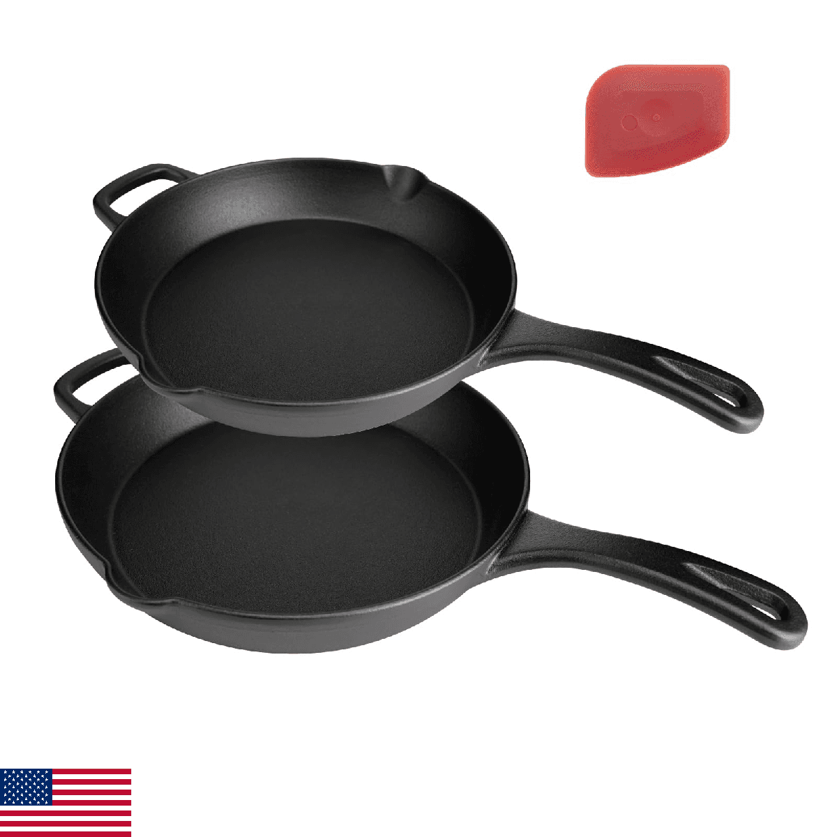 CUISGUSTO Cast Iron Skillet Set (10” + 12”) – Heavy-Duty Pre-Seasoned Cookware S - Image 1