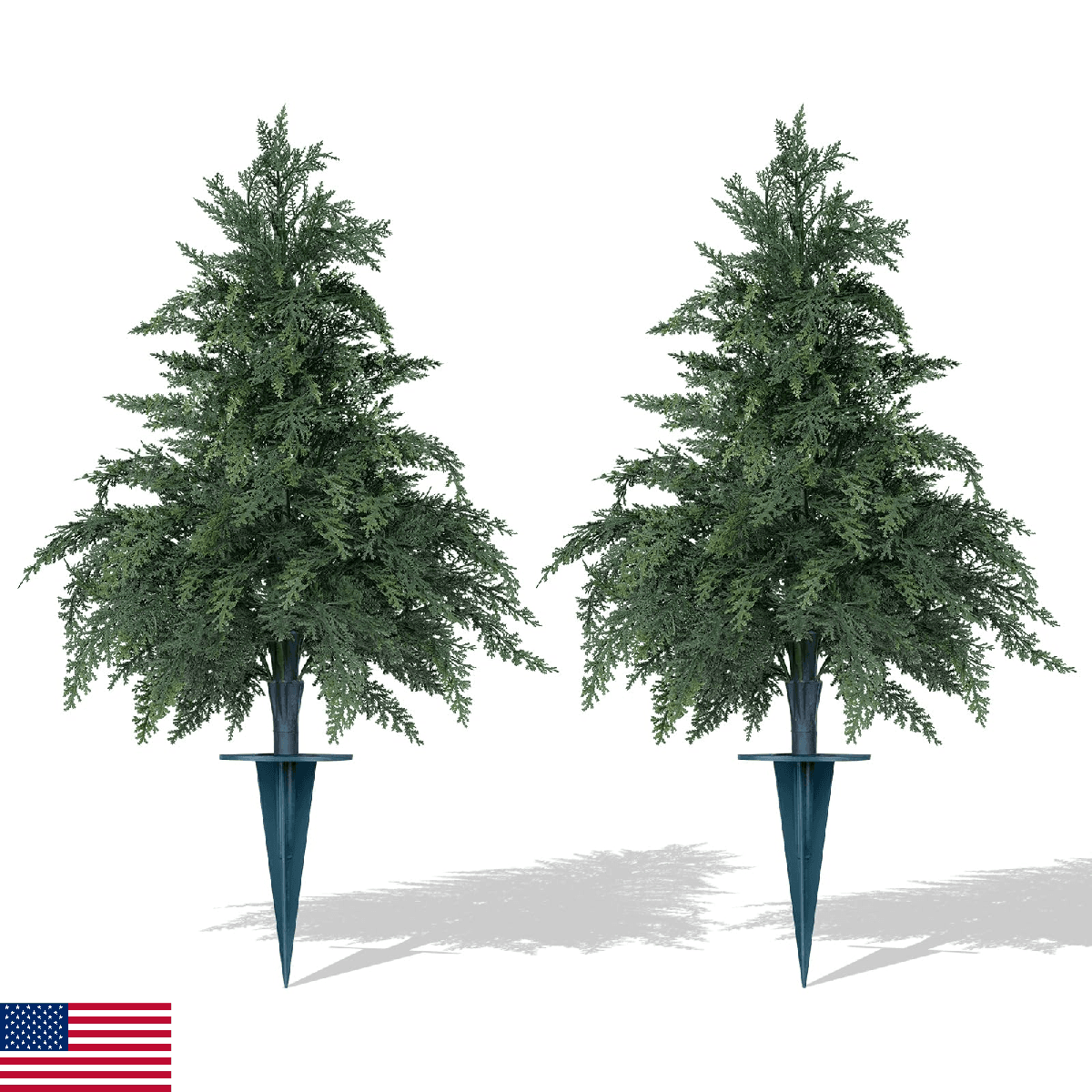 Artificial Cypress Topiary Cedar Trees with Ground Spike, 2 Pieces Fake Pine Shr - Image 1