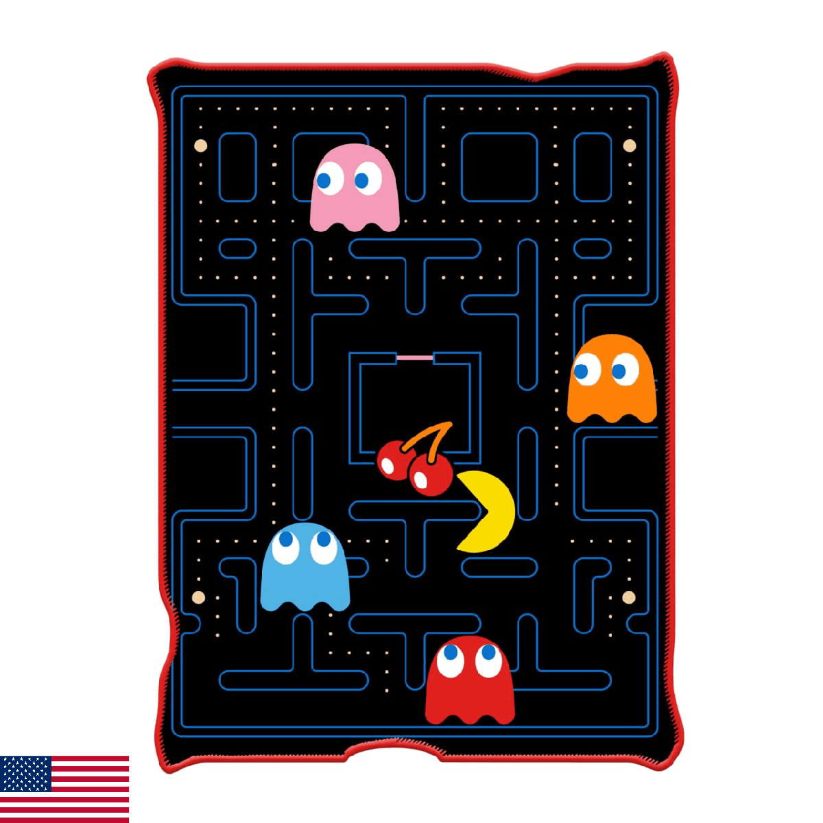 Silver Buffalo Pacman Game Screen Dye Sublimation w Hang Tag Flannel Fleece Thro - Image 1