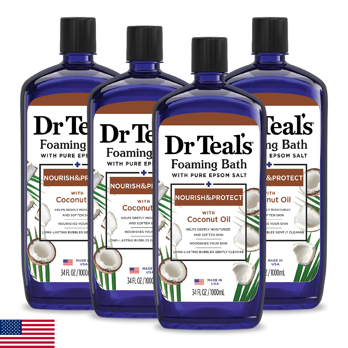 Dr Teal's Foaming Bath with Pure Epsom Salt, Nourish & Protect with Coconut Oil, - Image 1