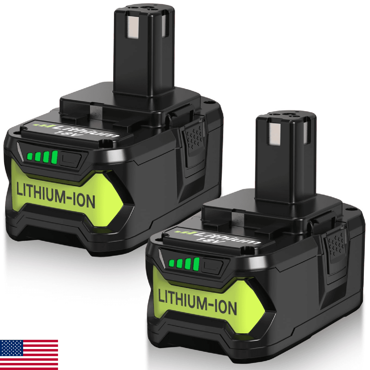 Ibanti 2 Packs 8000mAh P108 Battery Replacement for Ryobi 18V Battery Compatible - Image 1