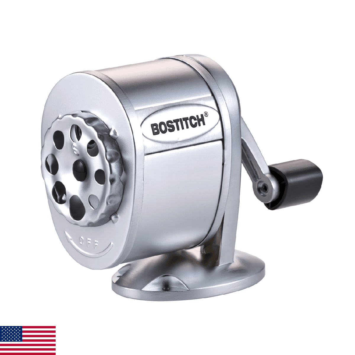 Bostitch Metal Manual Pencil Sharpener, Silver (MPS1-CH) - Image 1