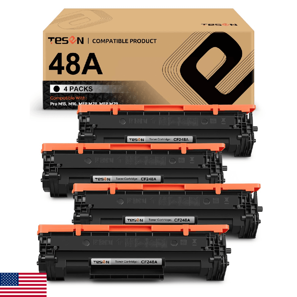 TESEN CF248A Toner Cartridge Replacement for HP 48A Black for LaserJet Pro M15w - Image 1