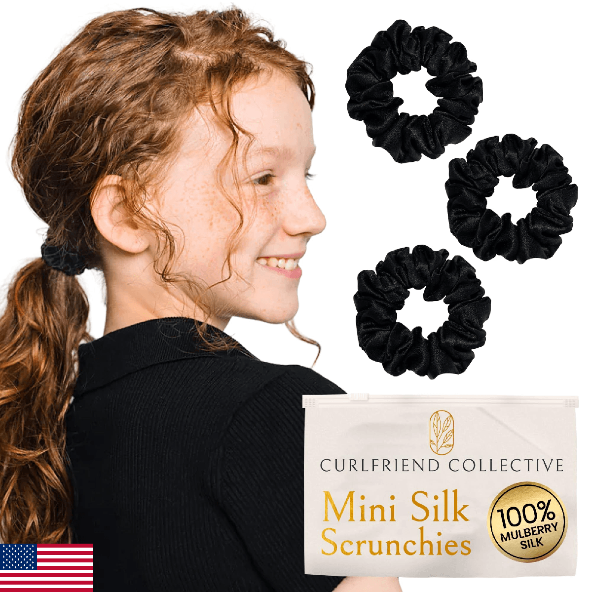 Authentic Mini Mulberry Silk Scrunchies for Women & Kids - Anti Breakage Small S - Image 1