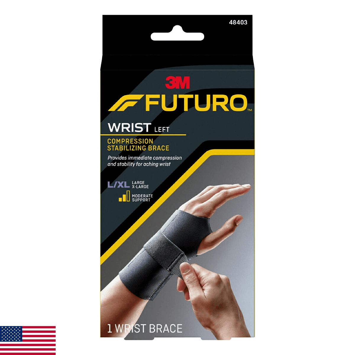 FUTURO Compression Stabilizing Wrist Brace, Left Hand, L/XL - Image 1