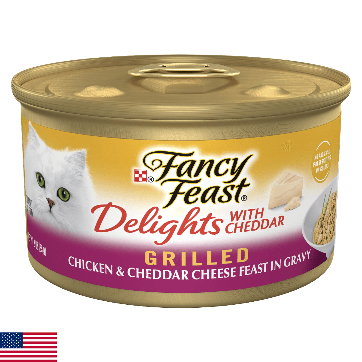 Purina Fancy Feast Delights With Cheddar Grilled Chicken and Cheddar Cheese Feas - Image 1