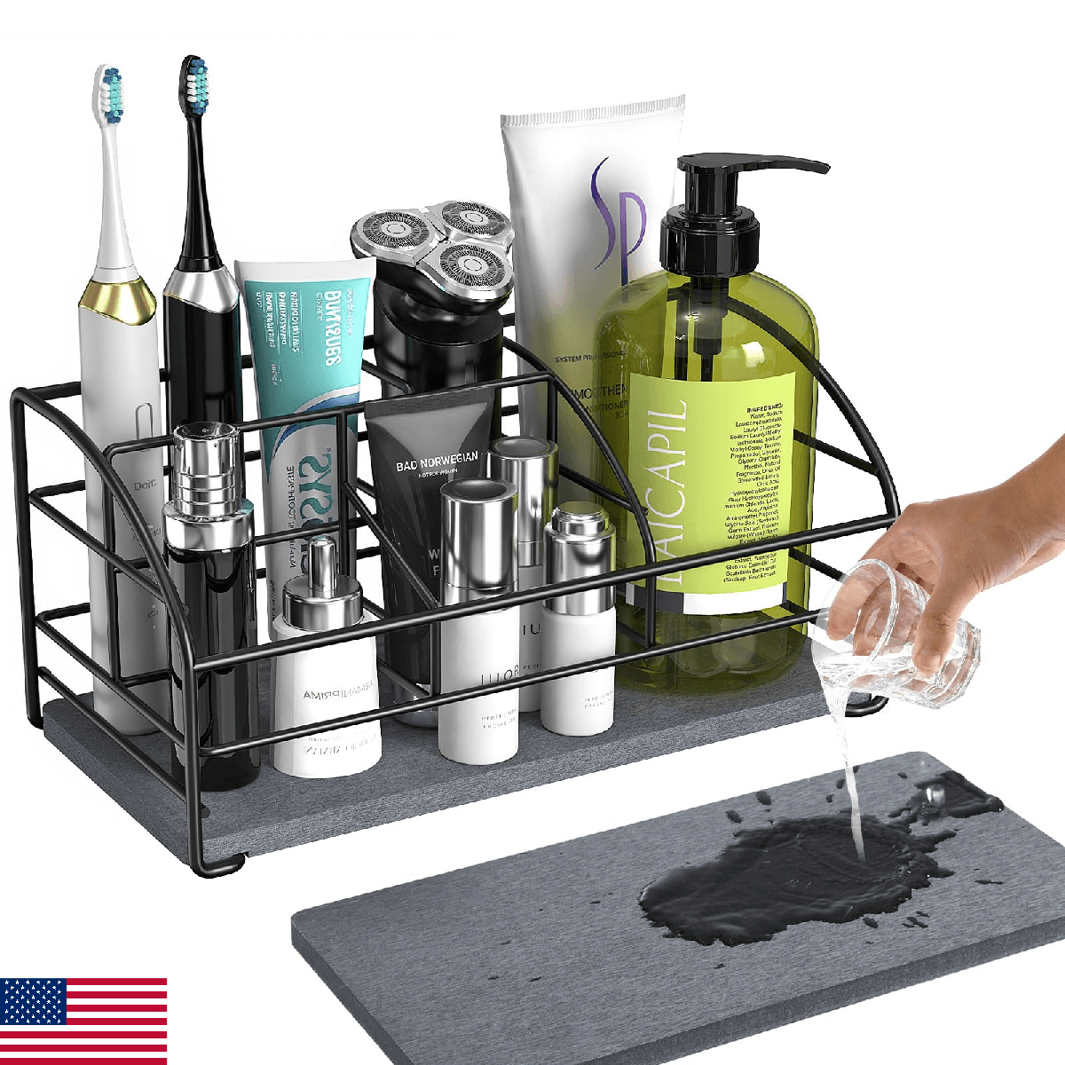 Luxspire Toothbrush Holders, 5 Slots Bathroom Counter Organizer with Diatomaceou - Image 1