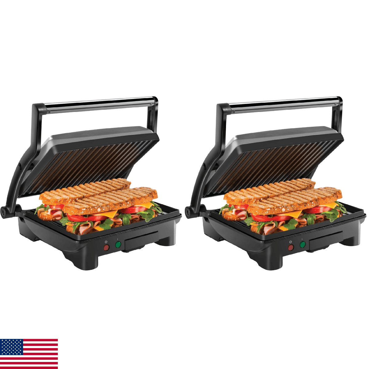 Chefman Panini Press Grill and Gourmet Sandwich Maker NonStick Coated Plates,Ope - Image 1