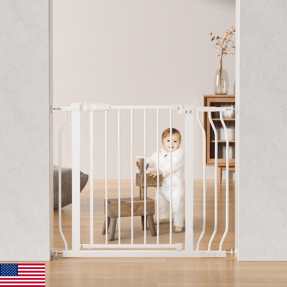 ELEVON Baby Gate for Stairs Doorways, Safety Pet Gate with Auto-Close/Hold-Open - Image 1