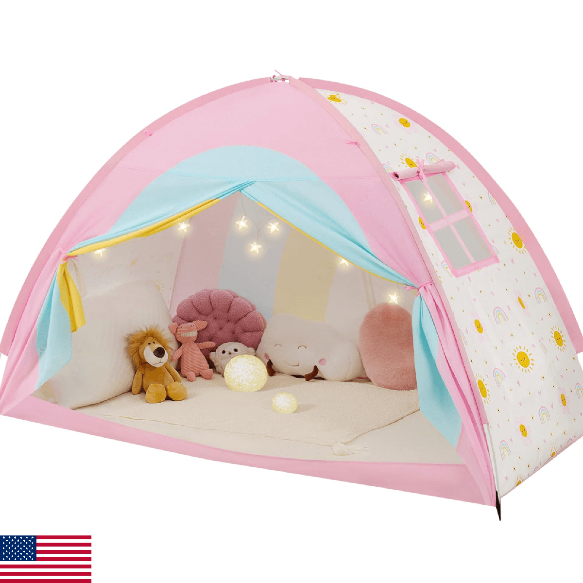 PIIKAGO Twin Bed Tent for Kids, Twin Size Bed Canopy with Star Lights, Privacy S - Image 1