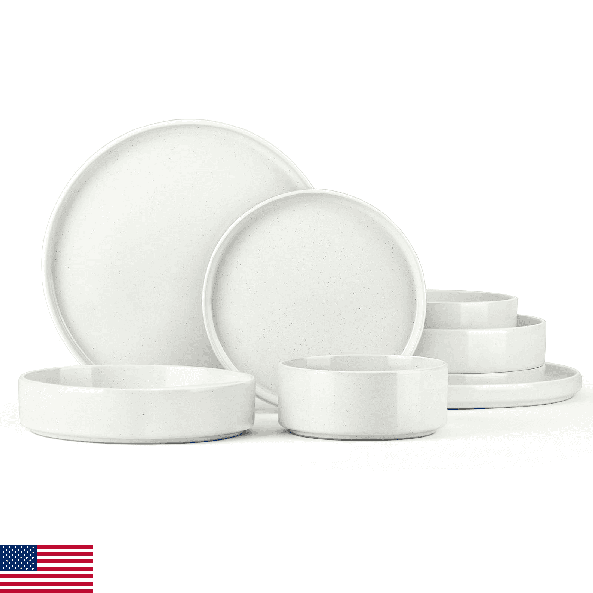 Stoneware Dinnerware Sets for 2, Onader Speckled Plates and Bowls, 8 Pieces Cera - Image 1