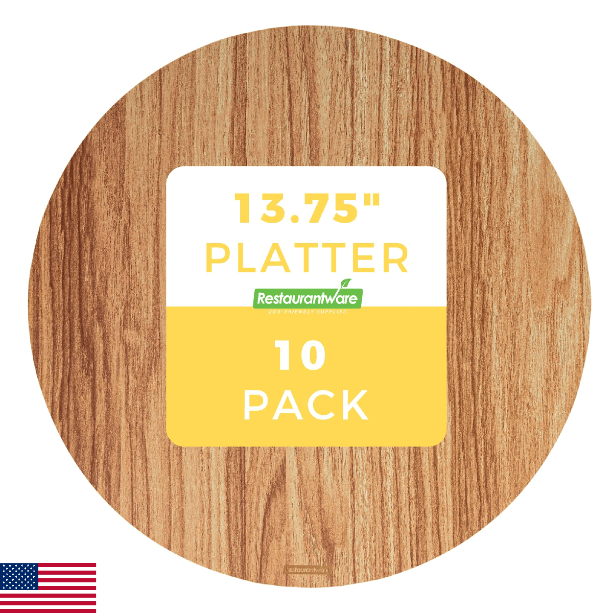 Cater Tek 13.8 Inch Charcuterie Boards, 10 Faux Wood Cheese Boards - Round, Stac - Image 1