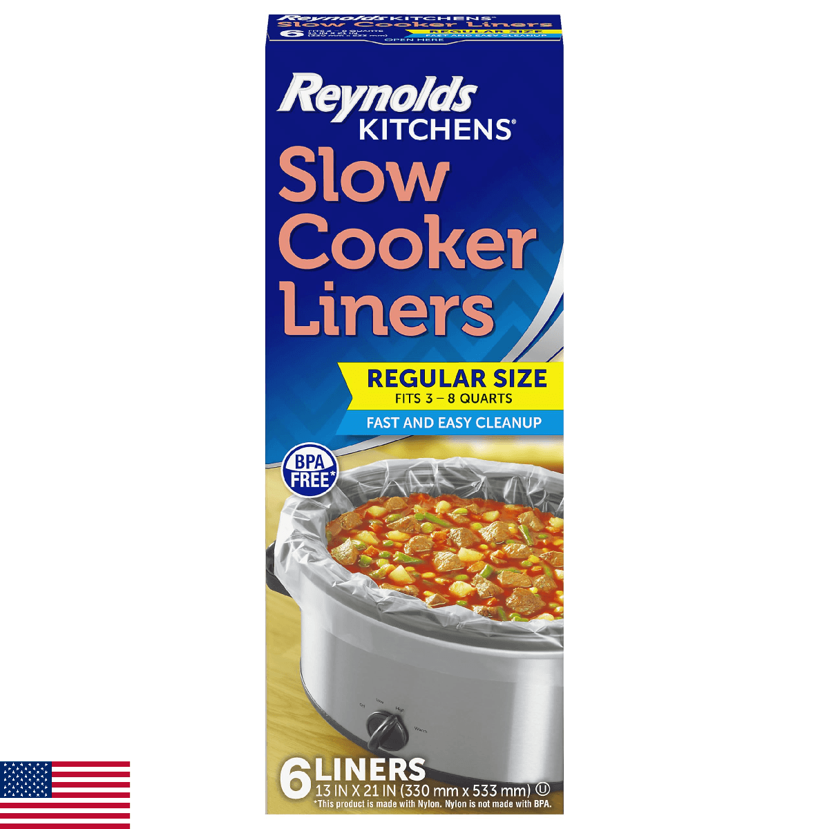 Reynolds Kitchens Slow Cooker Liners, Regular (Fits 3-8 Quarts), 6 Count - Image 1