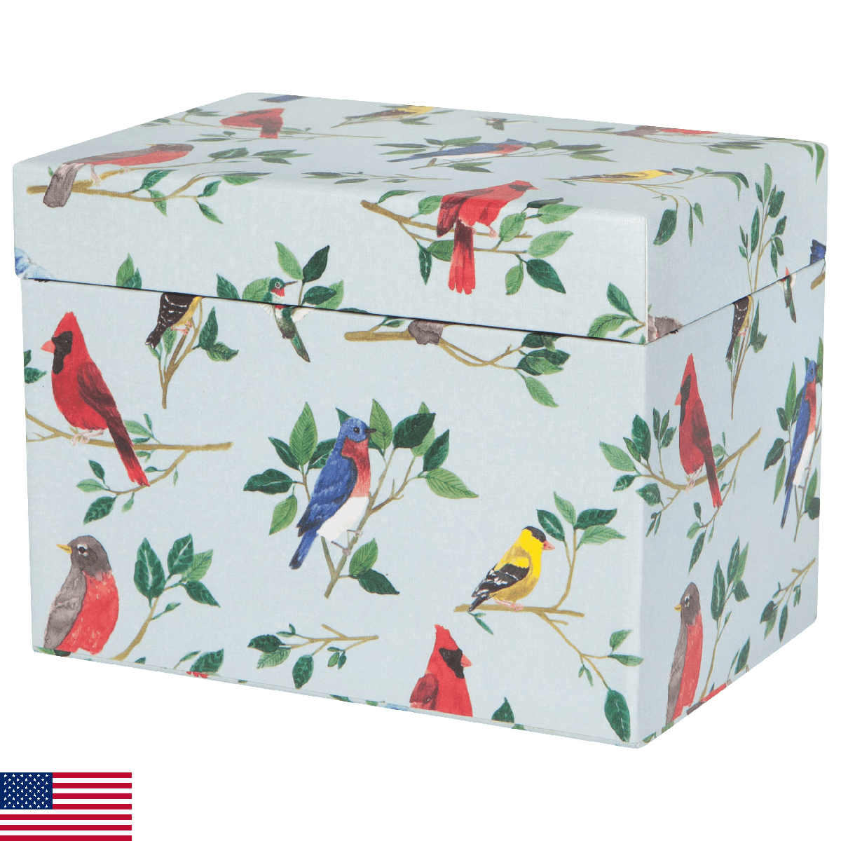 Now Designs Recycled Cotton Paper Recipe Card Box, Birdsong - Image 1