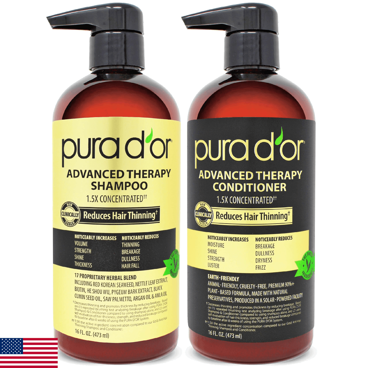 PURA D'OR Advanced Therapy Biotin Shampoo & Conditioner Hair Care Set For Hair T - Image 1