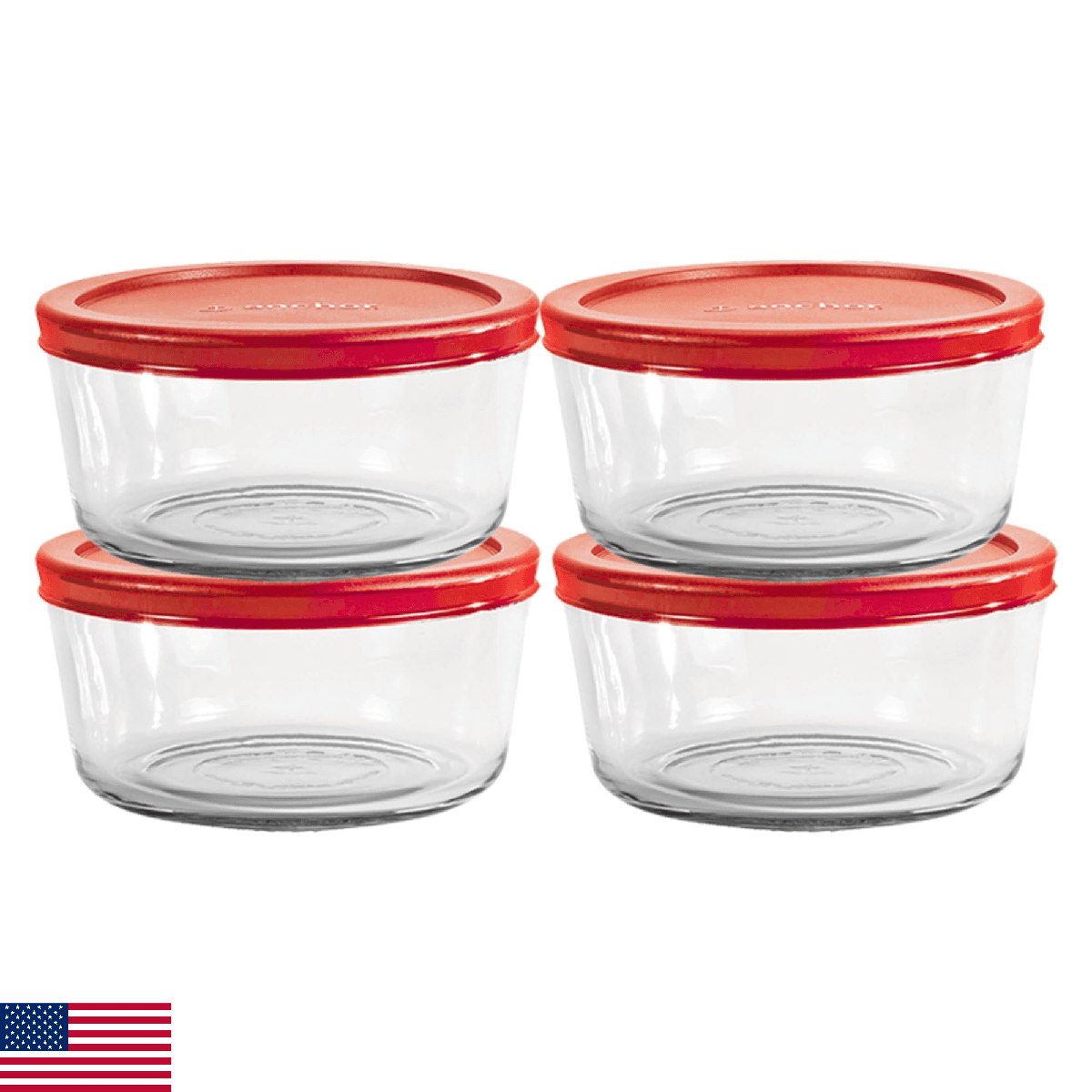 Anchor Hocking SnugFitTM Round Food Storage Containers with Lids (4-Piece, 7-cup - Image 1