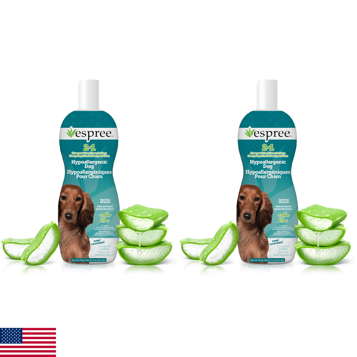 Espree Hypoallergenic Dog Shampoo & Conditioner, Tearless Formula with Aloe Vera - Image 1