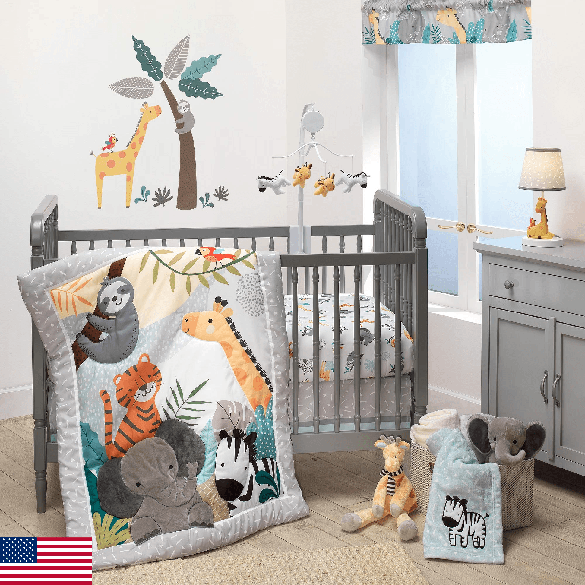 Bedtime Originals Mighty Jungle 3Piece Crib Bedding Set, Multicolor (283003V) - Image 1