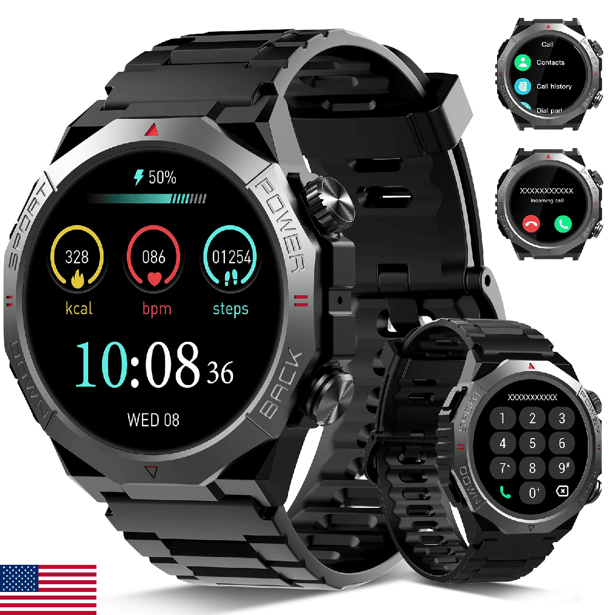 Military Smart Watches for Men (Answer/Make Calls), 1.39" HD Fitness Watches, He - Image 1