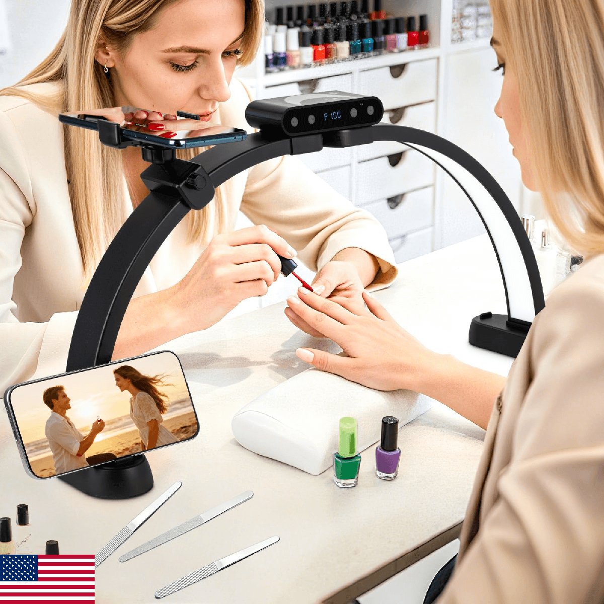 KIRKAS 24 inch Large Half Moon Nail Light 456 LEDs 3 Color Modes Foldable Manicu - Image 1