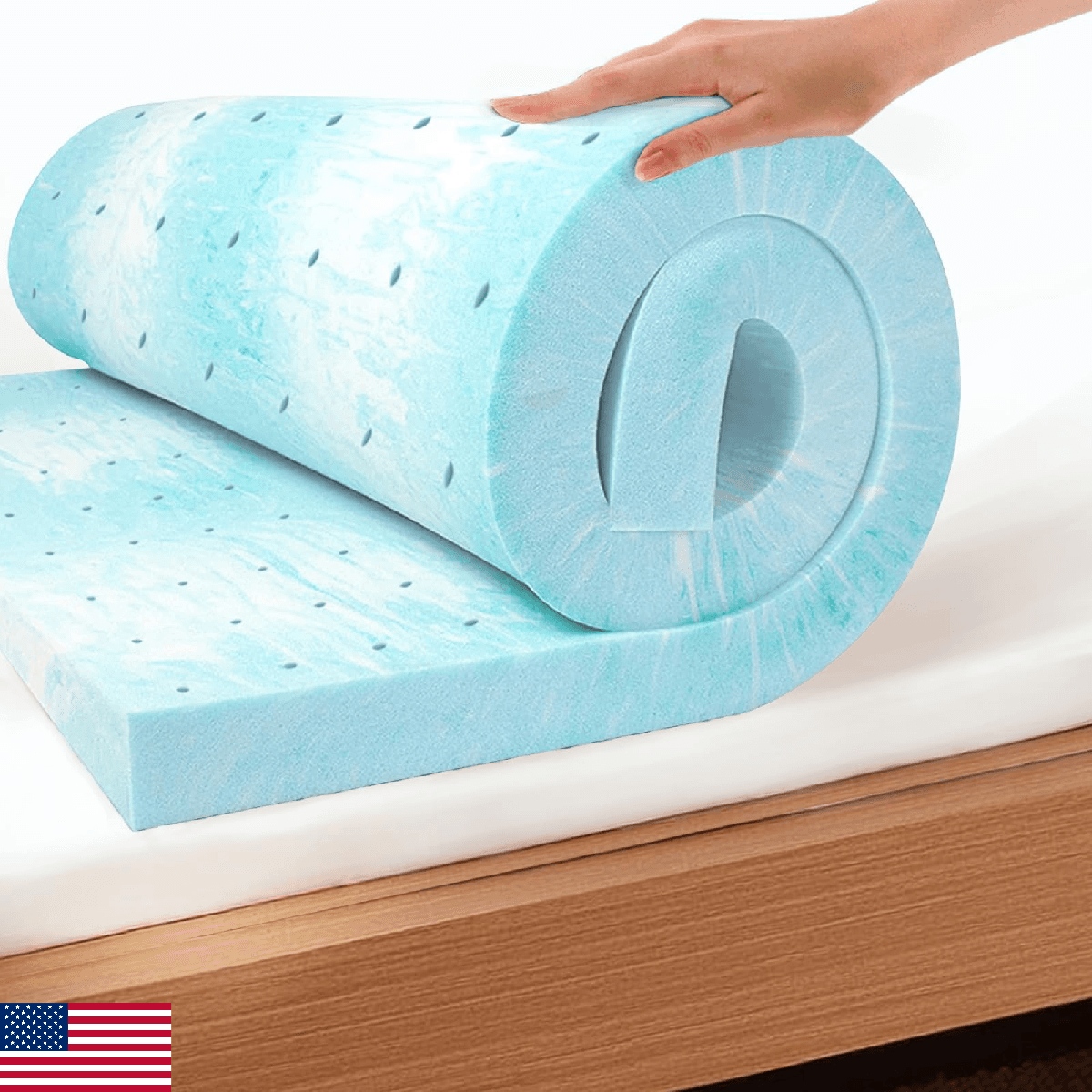 EGO 2" Twin Gel Memory Foam Mattress Topper, Ventilated, CertiPUR-US, 38x75 - Image 1