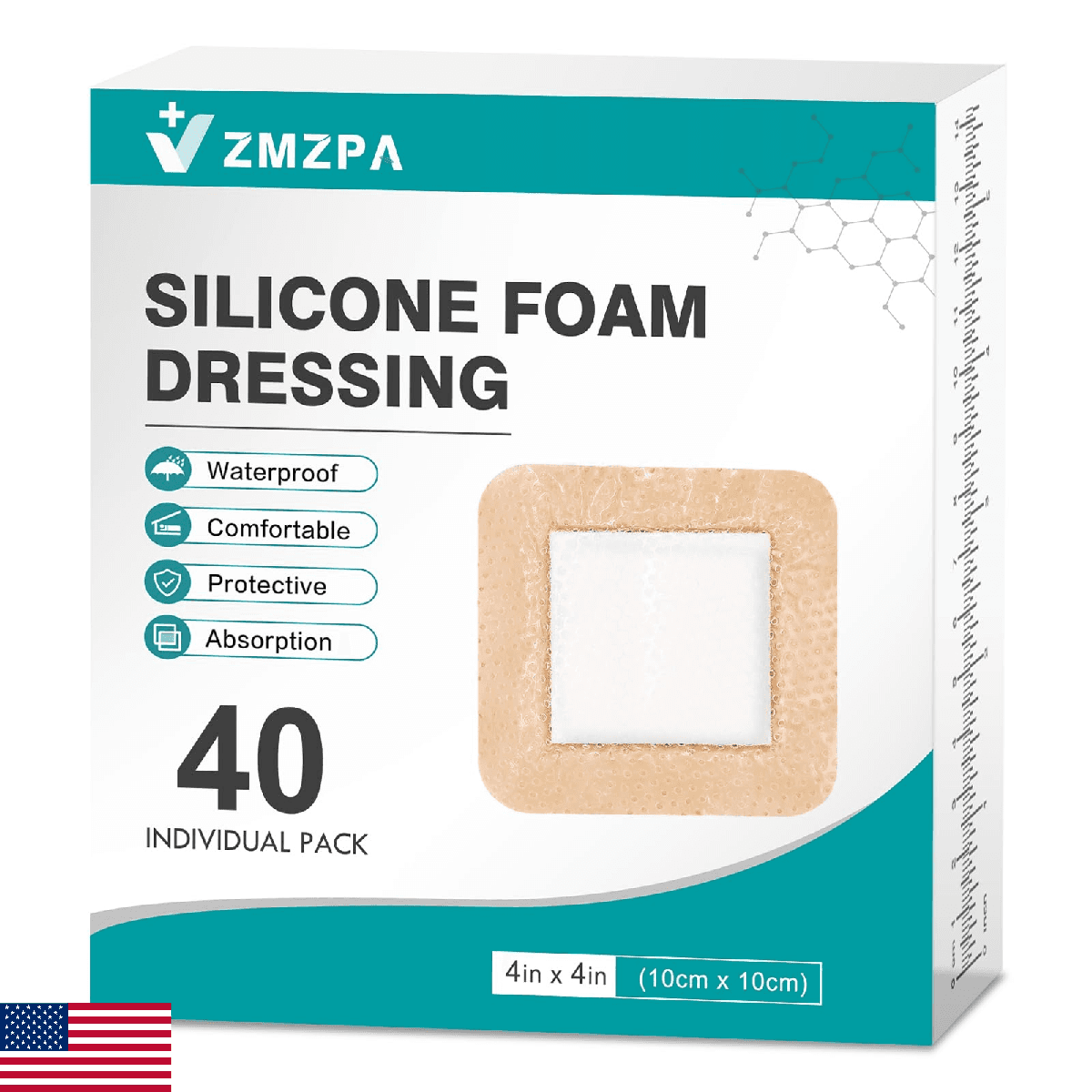 40Pcs Silicone Foam Dressing 4x4 Gentle Border Waterproof Silicone Bandages for - Image 1