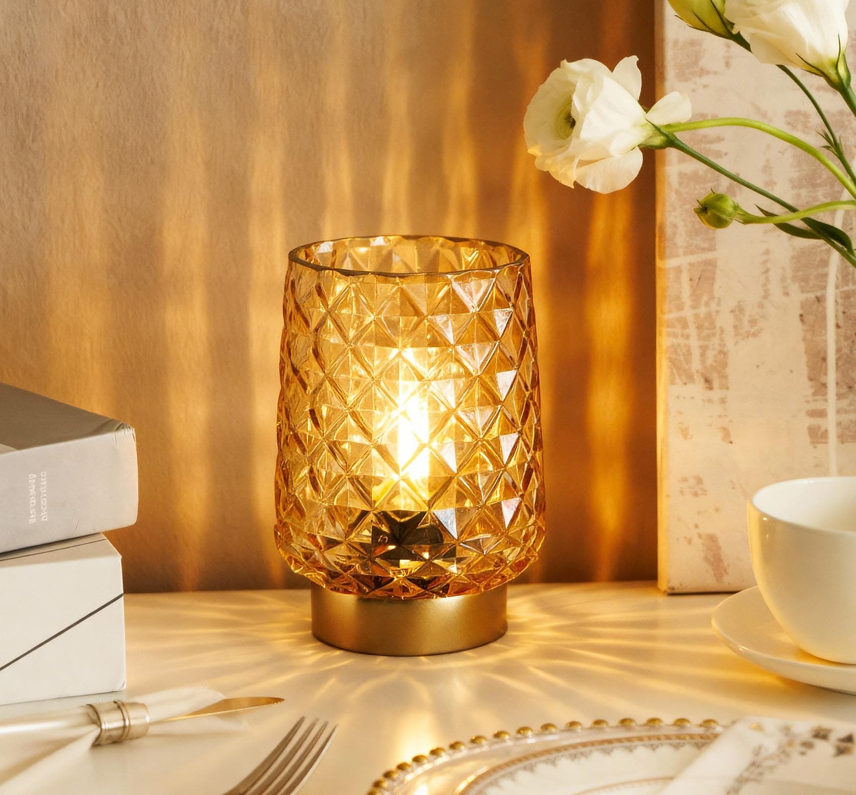 MJ PREMIER Battery Operated Lamp with Timer Small Cordless Lamps Cordless Table - Image 1