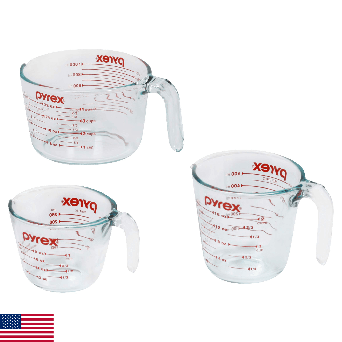 Pyrex Essentials (3-Pack) Glass Measuring Cups Set, (1, 2 & 4 Cup) Measuring Cup - Image 1