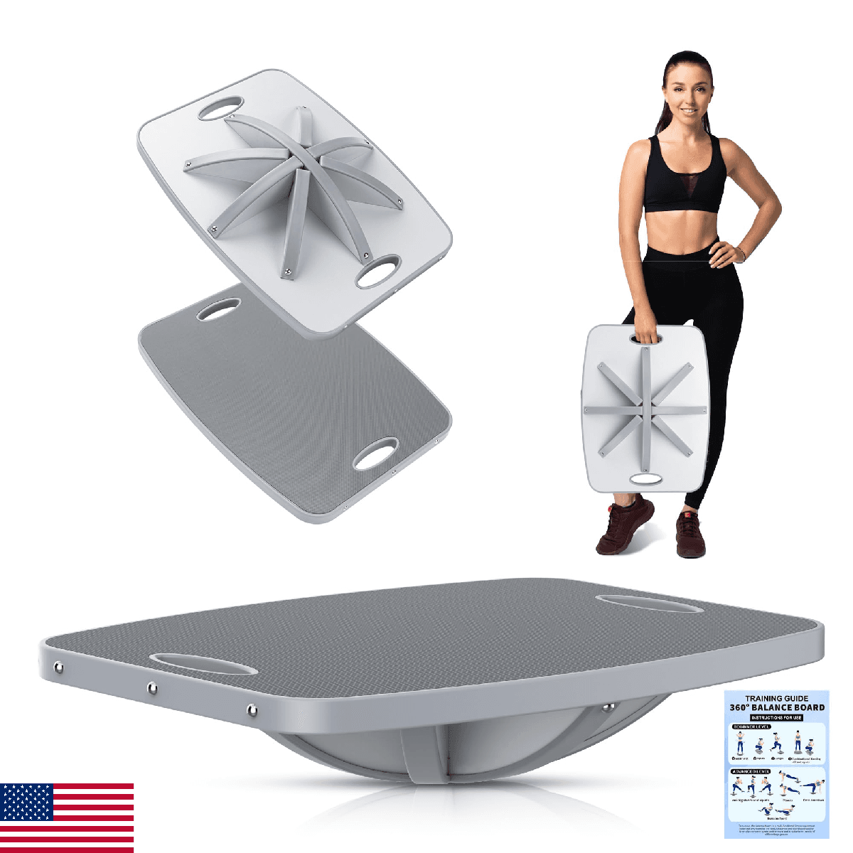 Professional Wooden Balance Board, 360 Degree Portable Wobble Board with Comfort - Image 1