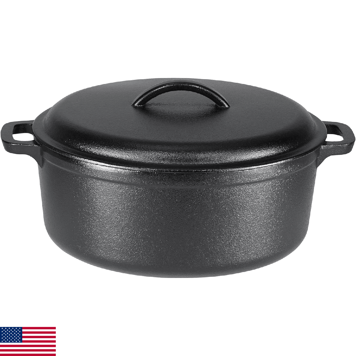 Amazon Basics Round Pre-Seasoned Cast Iron Dutch Oven Pot with Lid and Dual Hand - Image 1