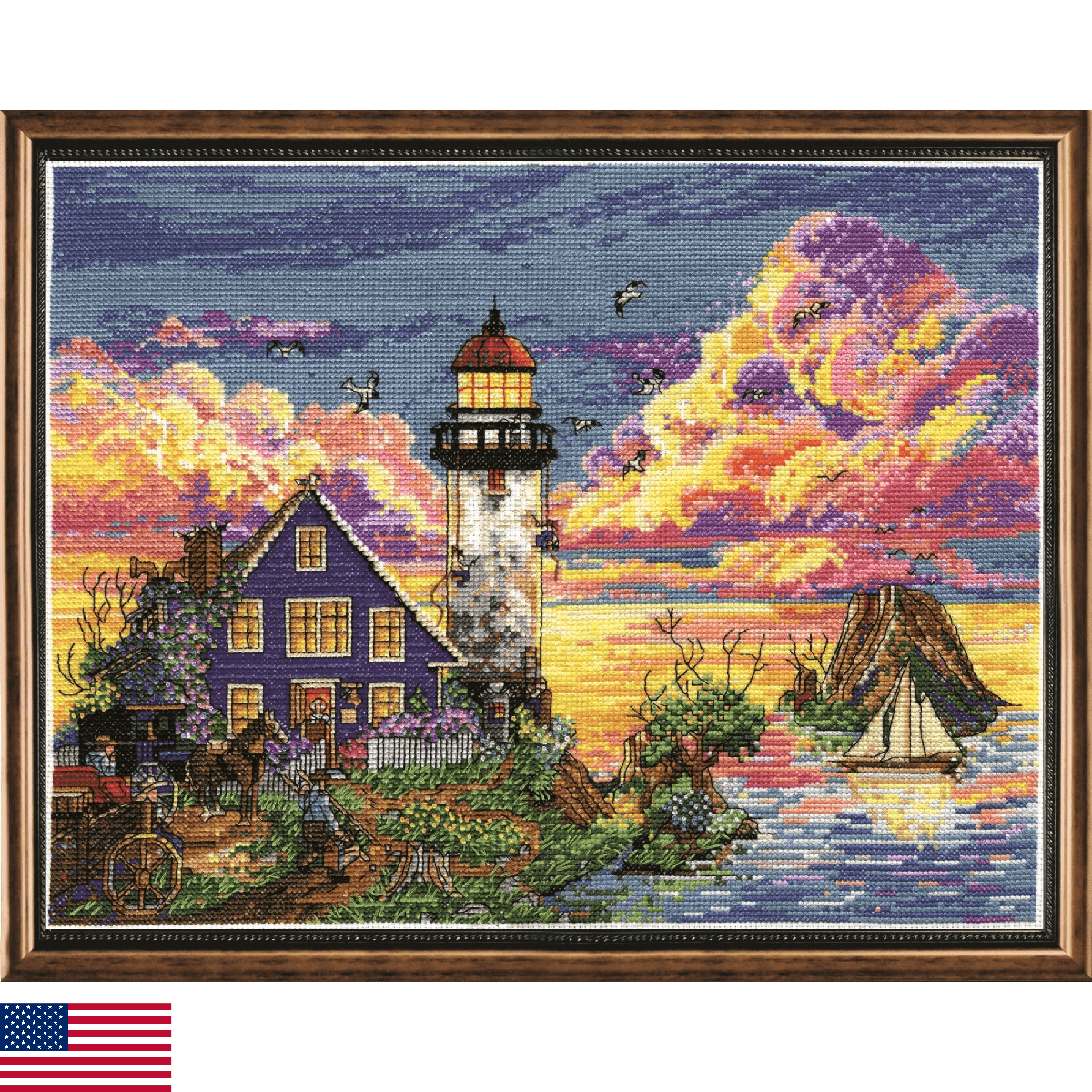 Design Works Crafts Lighthouse Sunset, 11 x 14 Counted Cross Stitch Kit, Multi-c - Image 1
