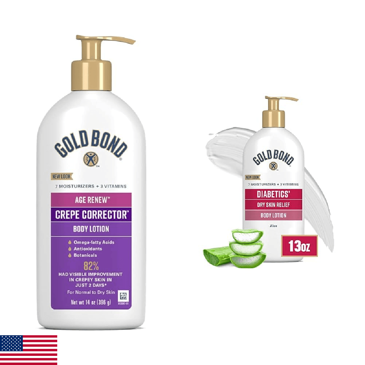 Gold Bond Crepe Corrector & Diabetics' Dry Skin Relief Lotions Bundle, 14 oz. & - Image 1