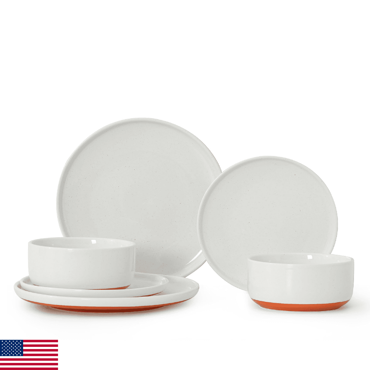 Ruxmirae 6 Piece Dinnerware Set Dual Glaze Stoneware Plates Bowls Modern Microwa - Image 1